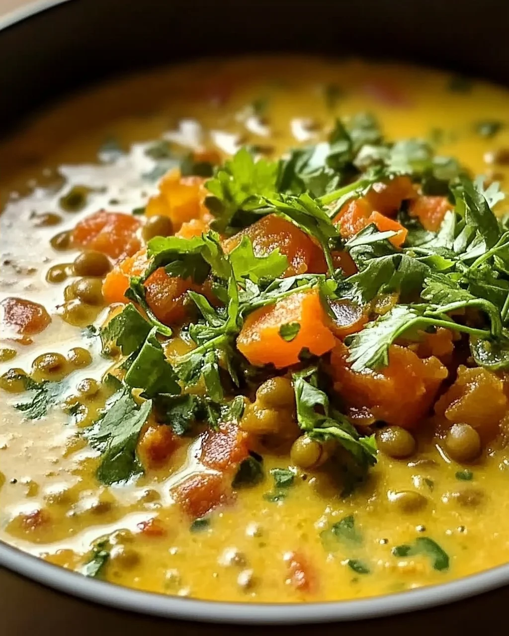 Délicieux Curry de Lentilles Vertes Crémeux au Lait de Coco