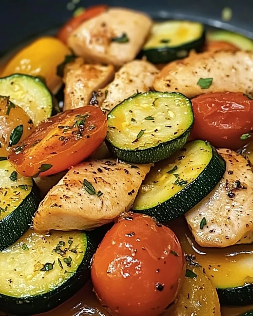 Émincé poulet courgettes tomates
