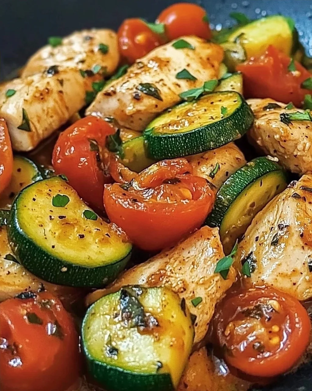 Émincé poulet courgettes tomates