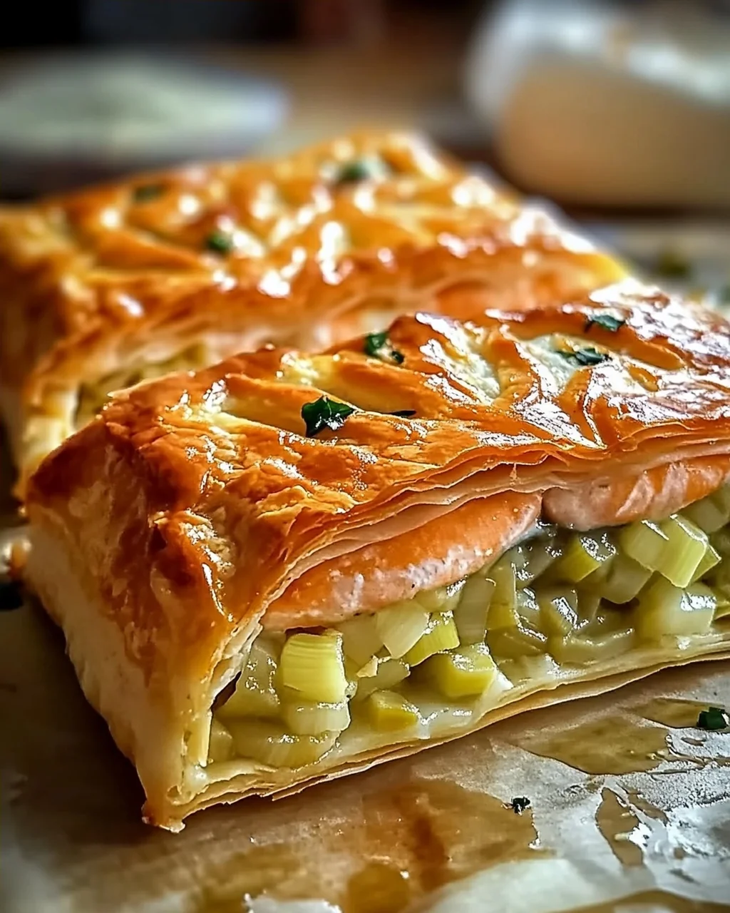 Feuilleté Saumon & Poireaux : Un délice crémeux à savourer !