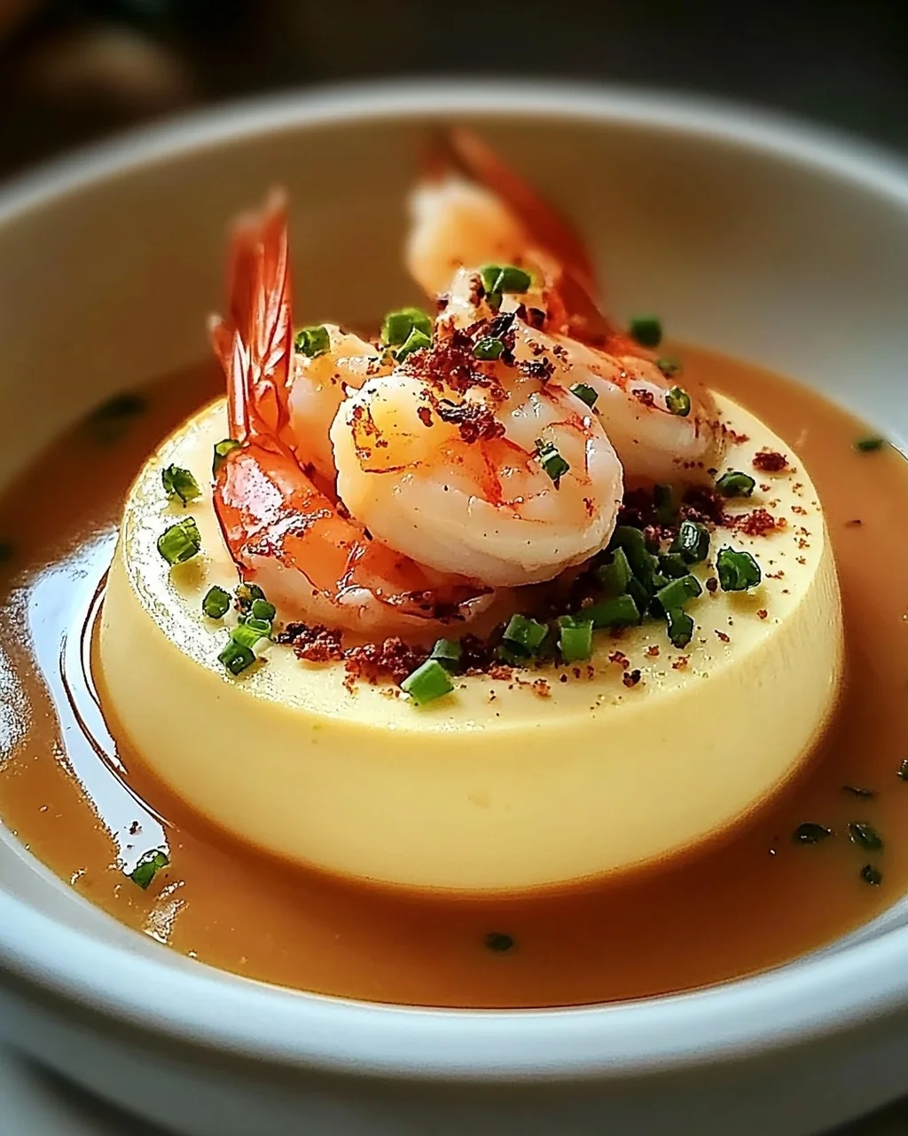 Panna Cotta à la Bisque de Homard et Crevettes Flambées irrésistibles
