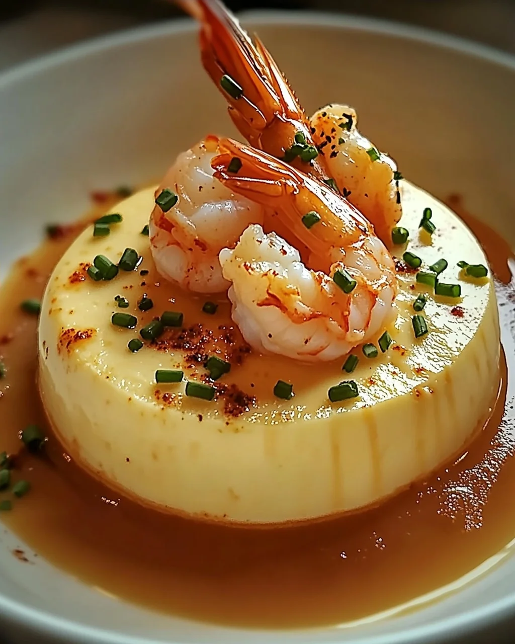 Panna Cotta à la Bisque de Homard et Crevettes Flambées irrésistibles