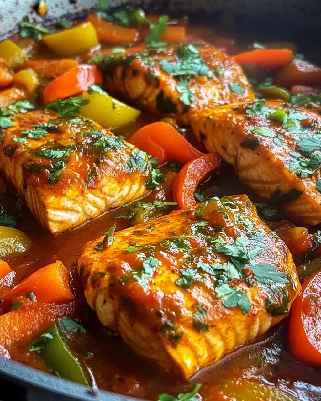 Poisson marocain épicé classique en sauce riche