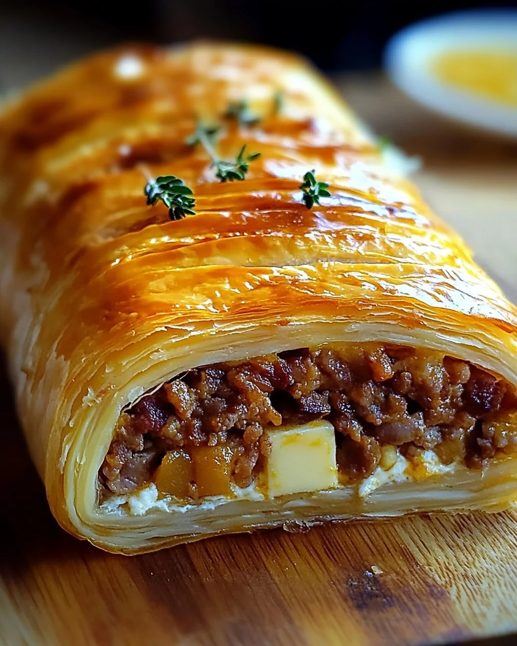 Roulé Feuilleté à la Viande Hachée et Fromage Fondant Inoubliable