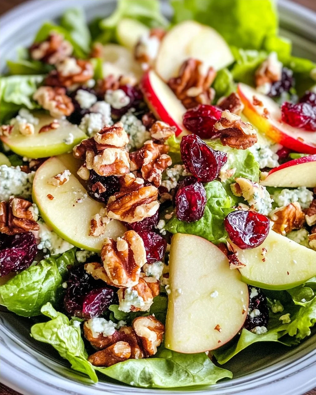 Salade aux pommes, noix et canneberges