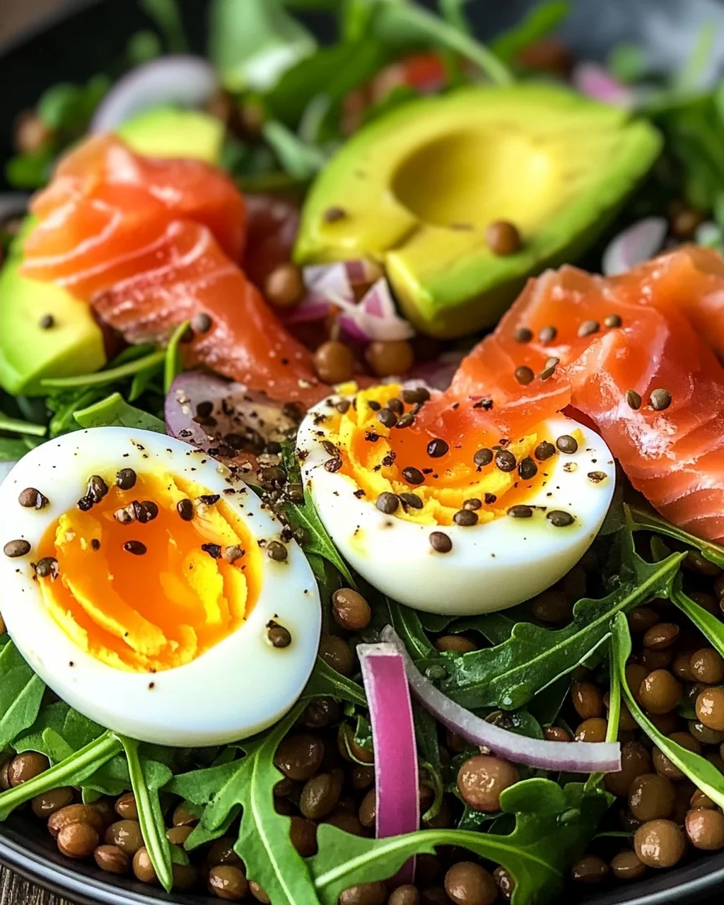 Salade de Lentilles au Saumon Fumé et Œuf
