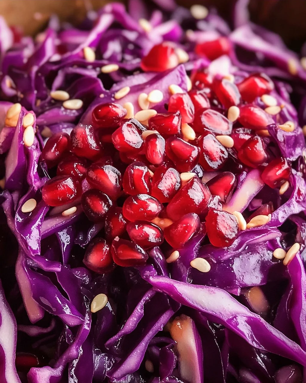 Salade de chou rouge à la grenade et au sésame
