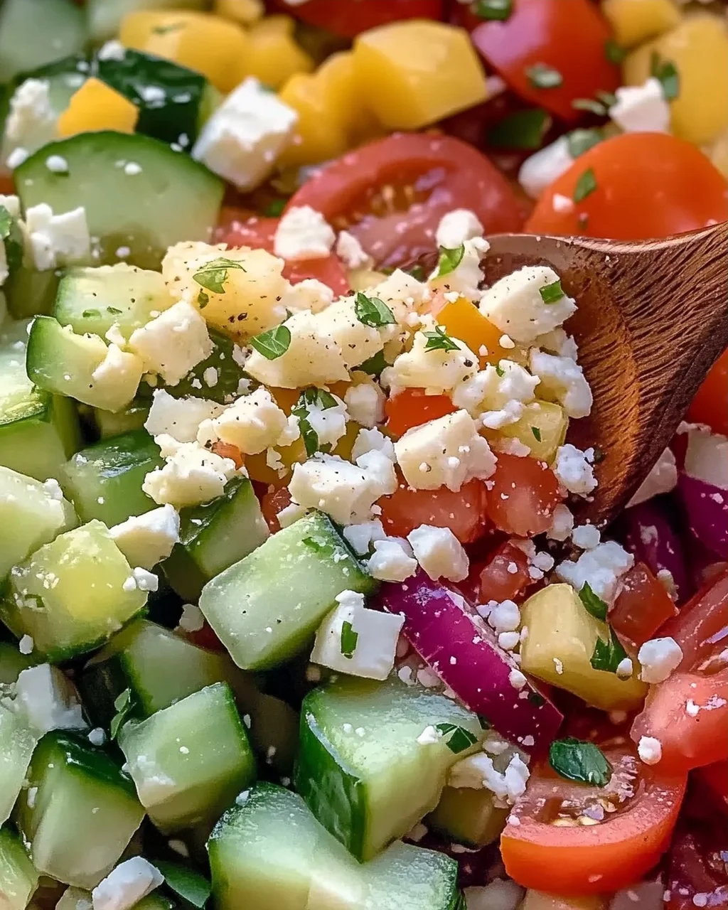 Salade fraîcheur colorée aux légumes et herbes
