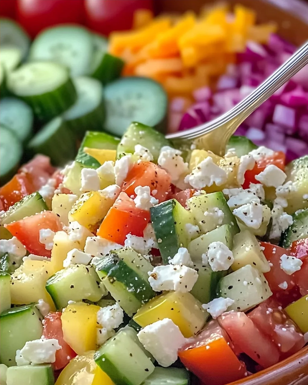 Salade fraîcheur colorée aux légumes et herbes