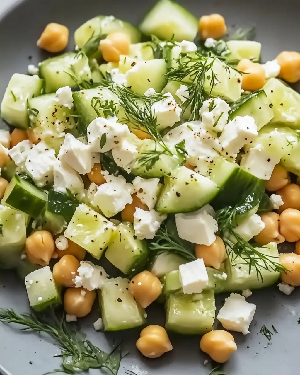Salade pois chiche concombre yaourt crémeuse