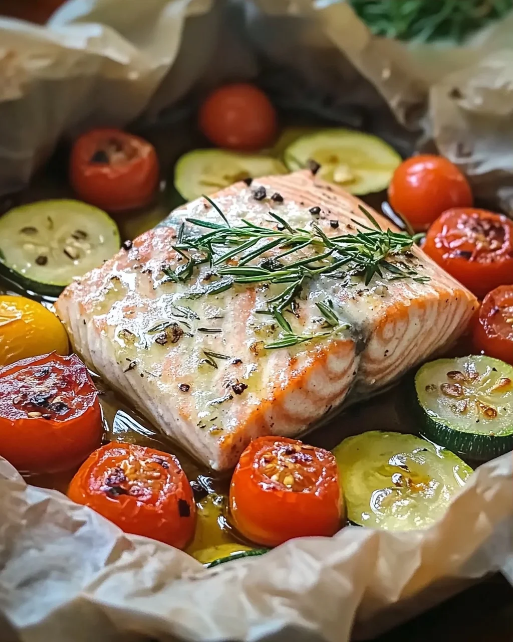 Saumon papillote légumes