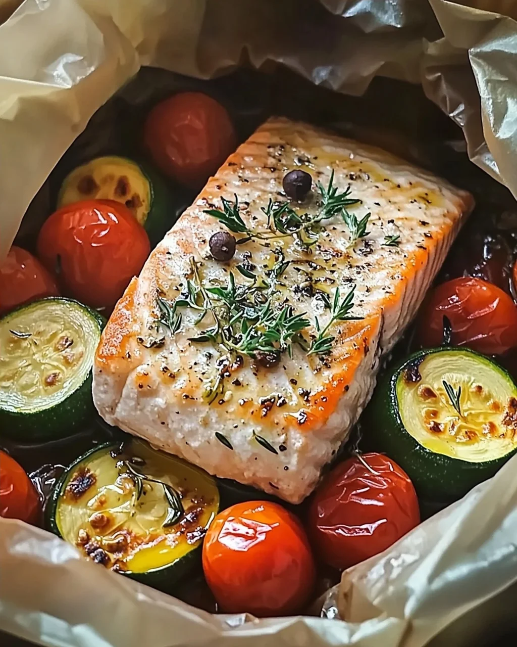 Saumon papillote légumes