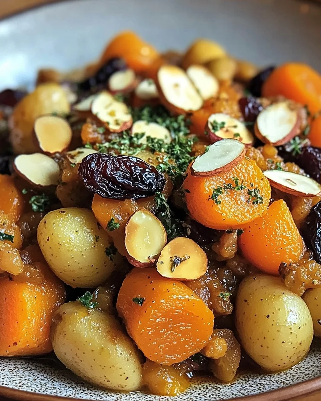 Tajine de légumes réconfortant aux fruits secs et épices