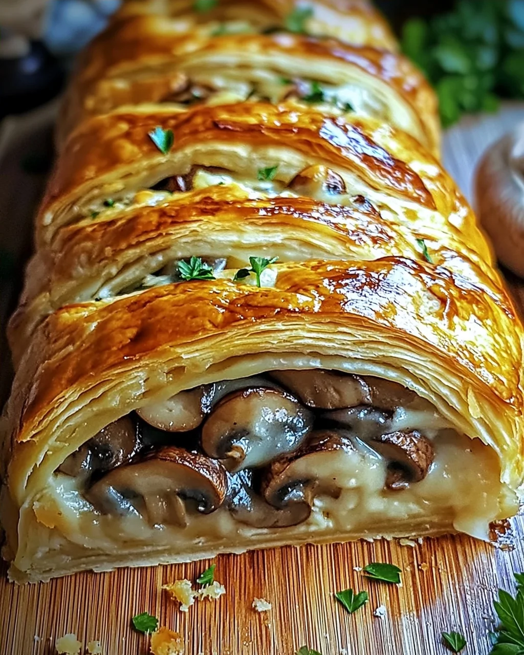 Tresse feuilletée aux champignons et Gruyère irrésistible !